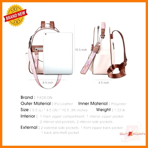 Leather Mini Backpack Purse, Waterproof Shoulder Bag with Multiple Pockets main image 4